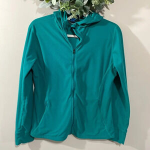 EMS Eastern Mountain Sports Full Zip Hooded Performance Fleece Jacket Green M